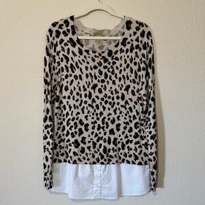Vertical Design Leopard Print Layered Women's Top - XL